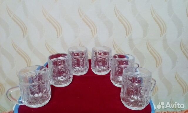 Новые хрустальные бокалы с ручкой СССР 150 мл