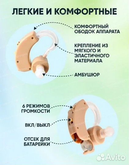 Слуховой аппарат cyber sonic+Renata 6 батареек