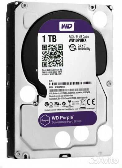 Жесткий диск WD 1TB Purple WD10purx-64E5RY0