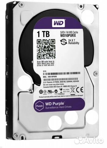 Жесткий диск WD 1TB Purple WD10purx-64E5RY0