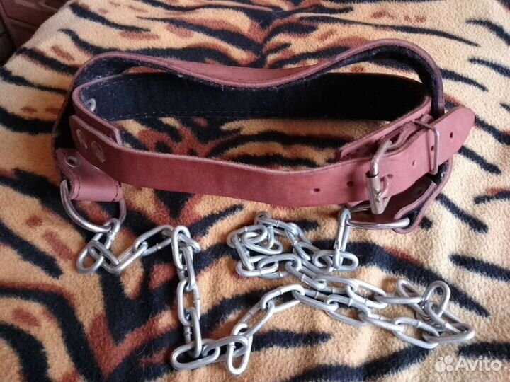 Ошейник кожаный с цепью для крупных собак