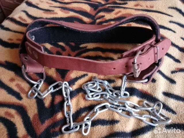 Ошейник кожаный с цепью для крупных собак