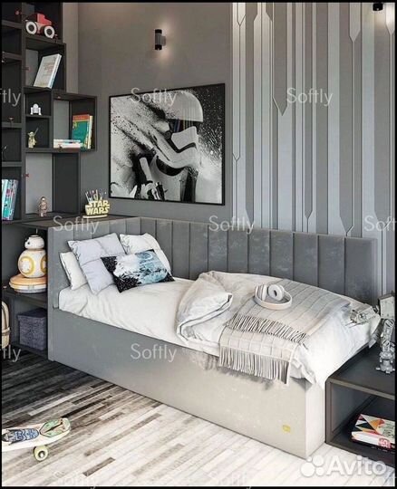 Детская кровать с мягкой спинкой