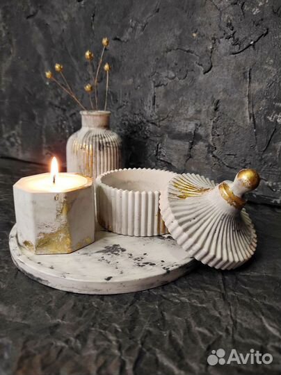 Подсвечник. Свеча. Подарок. Ваза из гипса