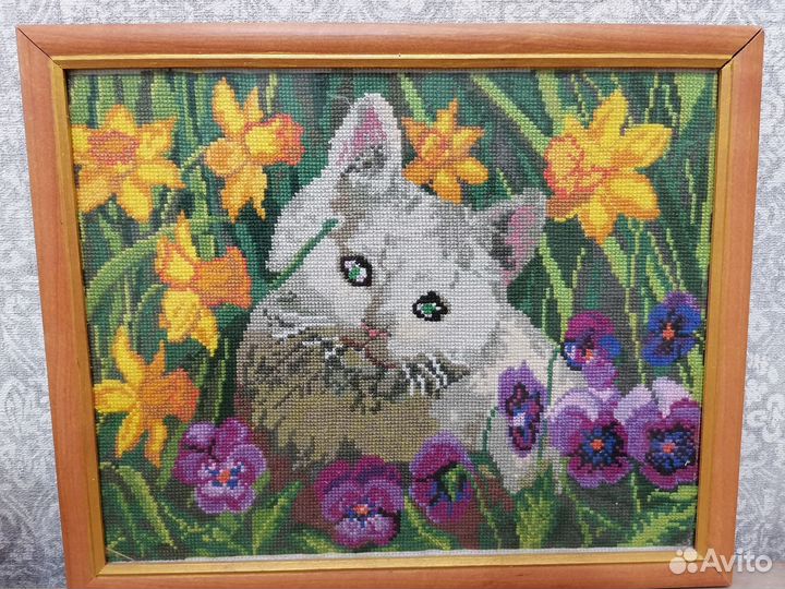 Картина вышитая крестом ручная работа 33*26