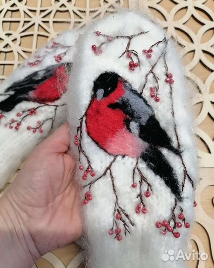 Варежки пуховые женские