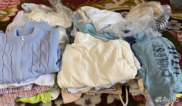 Огромный пакет вещей на мальчика новорожденного