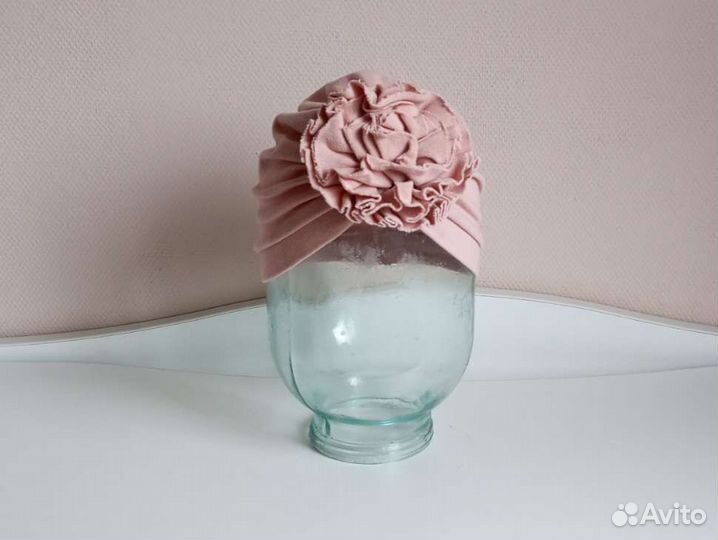 Шапочка для девочки с цветком (чалма) р. 44-48