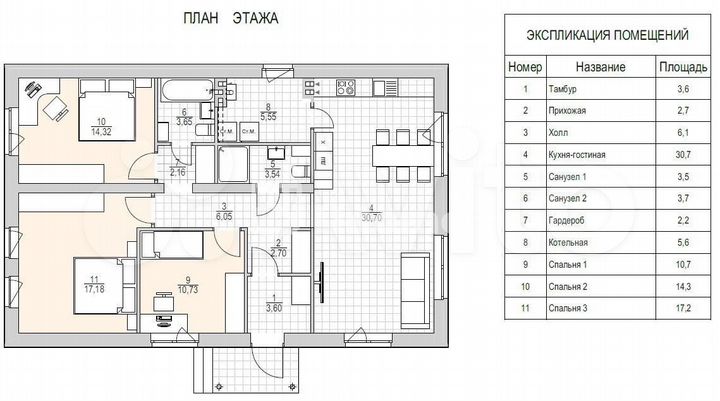 Коттедж 110 м² на участке 6,5 сот.