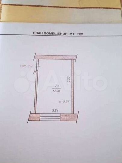 Комната 17,3 м² в 1-к., 2/5 эт.
