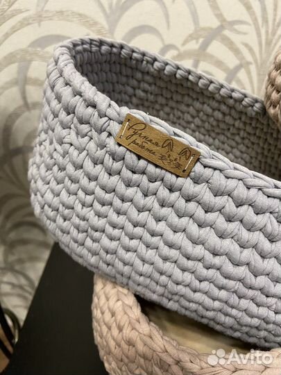 Корзины из трикотажной пряжи интерьерные