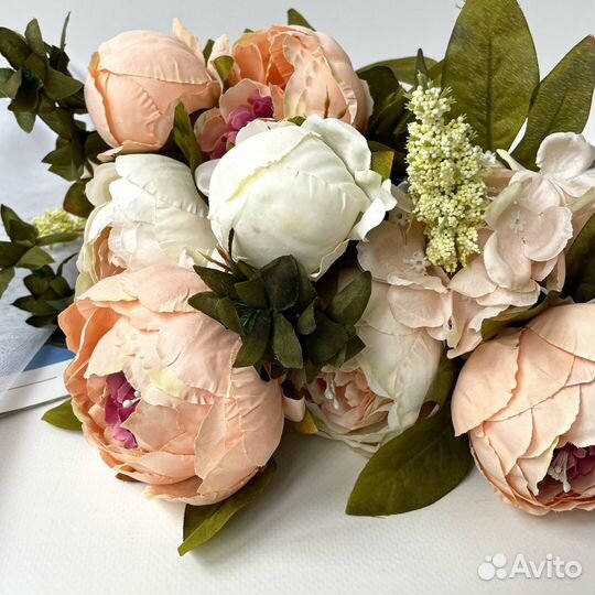 Пионы искусственные крупные, высота 50 см