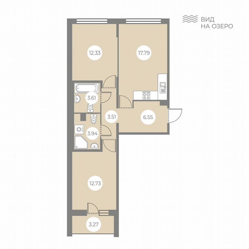 2-к. квартира, 62,1 м², 1/7 эт.