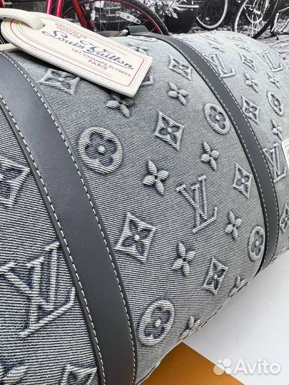 Сумка джинсовая в стиле louis vuitton дорожная