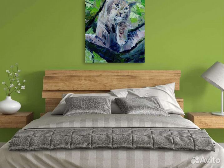 Рысь Картина маслом Холст 40х30 см Анималистика
