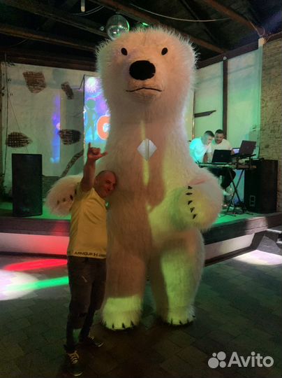 Белый Мишка поздравление/Ростовая кукла/Аниматор