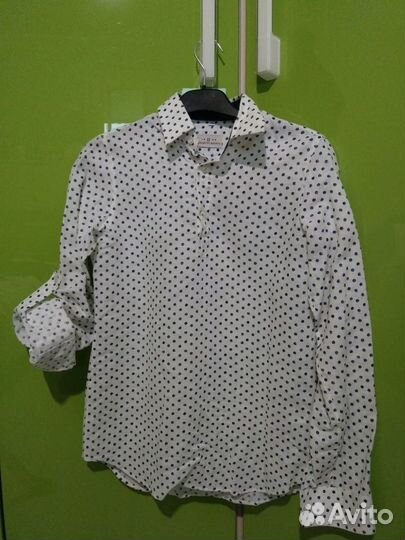 Рубашка-поло хлопок/лен 158/164 новая с принтом