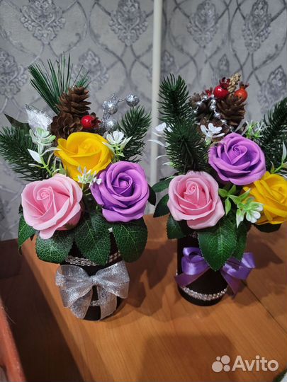 Новогодние подарки из мыльных роз