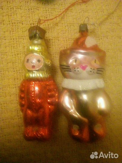 Ёлочные игрушки СССР. космонавт+ кот