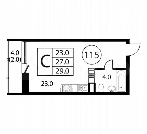 Квартира-студия, 29 м², 3/12 эт.