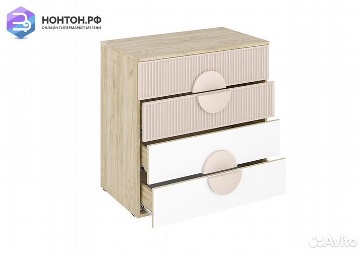 Комод Мирра дуб крафт серый / белый / софт какао