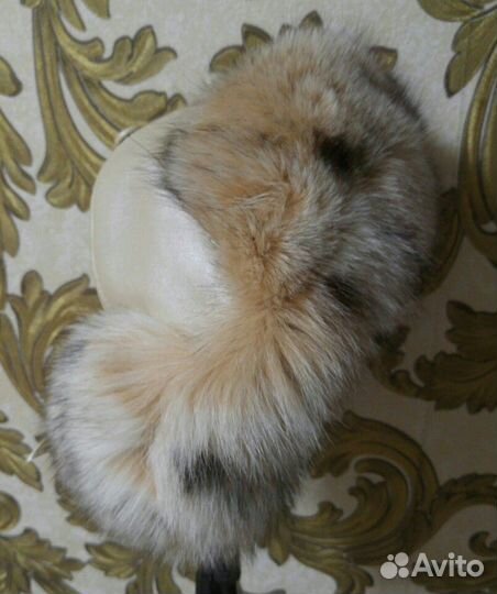 Шапка кожаная мех песца
