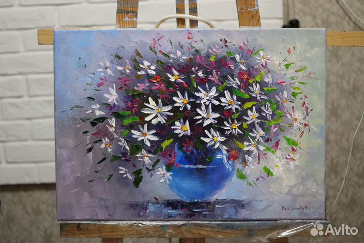 Картина маслом Полевые цветы Ромашки