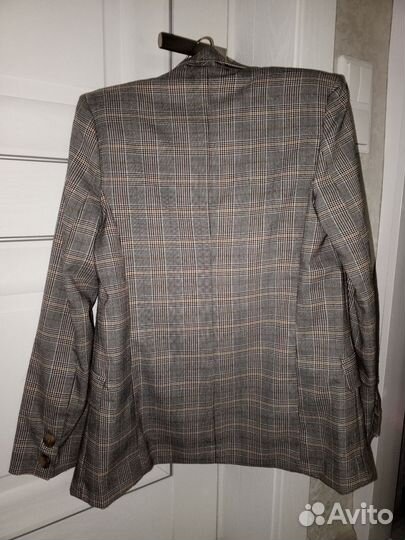 Пиджак школьный в клетку для девочки серый торг