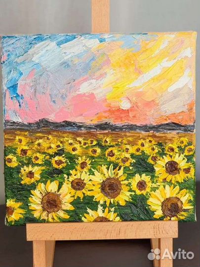 Картина маслом подсолнухи