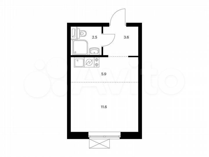 Квартира-студия, 23,6 м², 33/33 эт.
