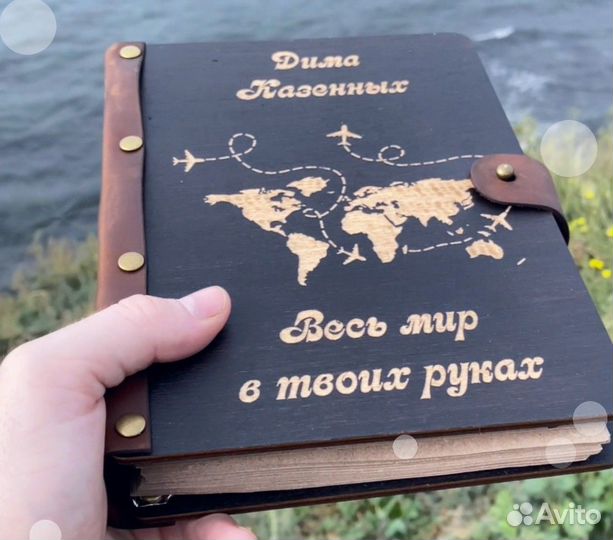 Ежедневник, блокнот 100 дерево с кожей