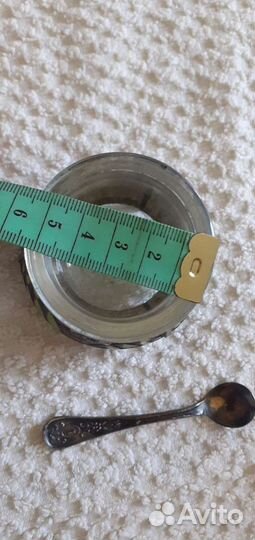 Старинная солонка с ложечкой, эмаль