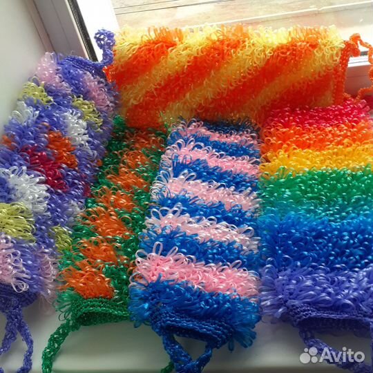 Мочалка ручной работы из полипропиленовой нити