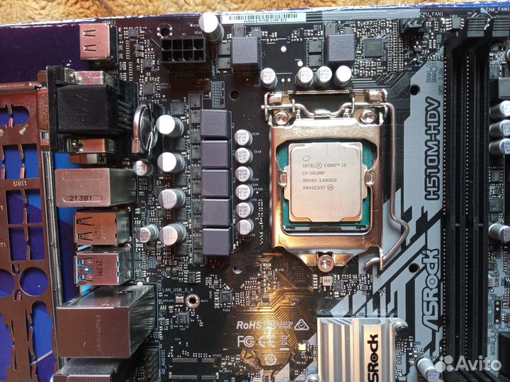 Комплект asrock h510m hdv+i3 10100f