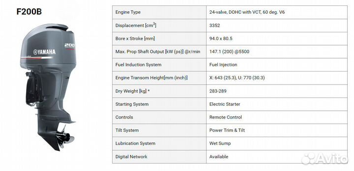 Лодочный мотор Yamaha F200 betx V6 новый в наличии
