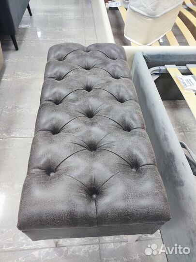 Банкетка в прихожую с ящиком замша