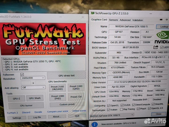 Видеокарта Gtx 1050Ti 4Gb Msi