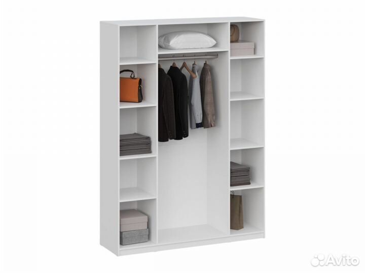 Распашной шкаф Арно 4 двери Белый текстурный Без дополнительных элементов