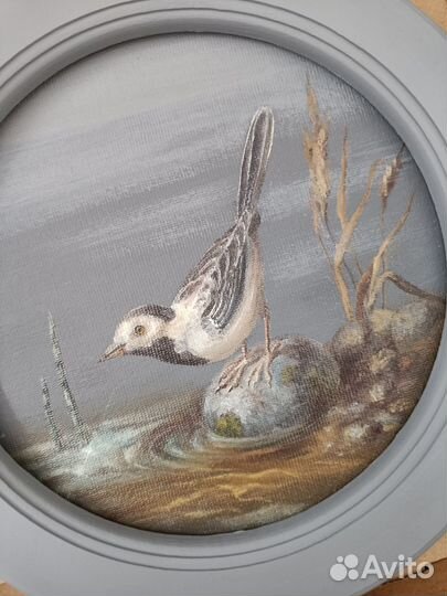 Картина маслом Трясогузка