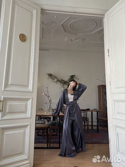 Макси платье на запах эко-шёлк