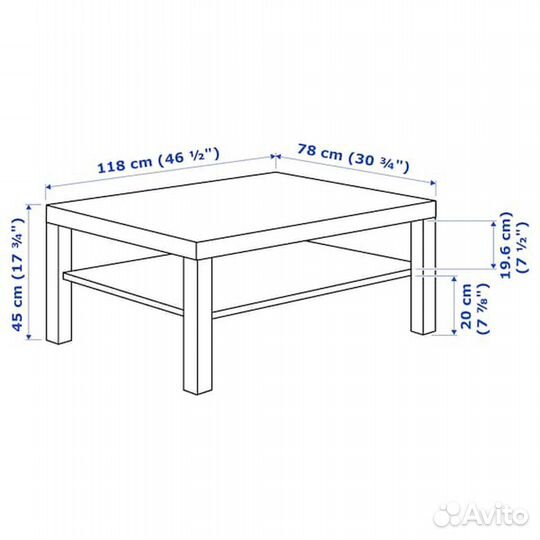 Lack IKEA 001.042.91 Стол журнальный 118 x 78 см ч