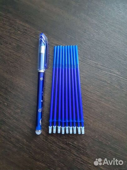 Новая ручка + 9 стержней со стираемыми чернилами