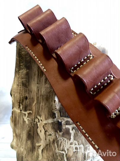 Патронташ 12 калибр на ремень, кожа