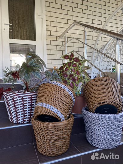 Кашпо для цветов из ротанга