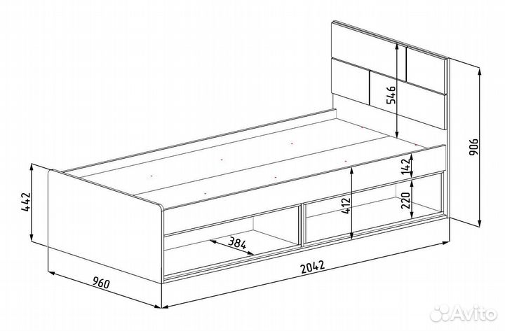 Кровать подростковая 90х200