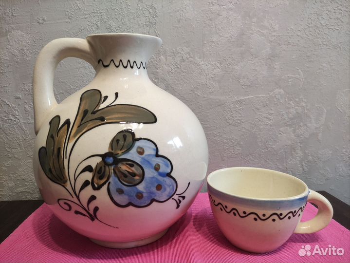 Кувшин керамика с росписью СССР