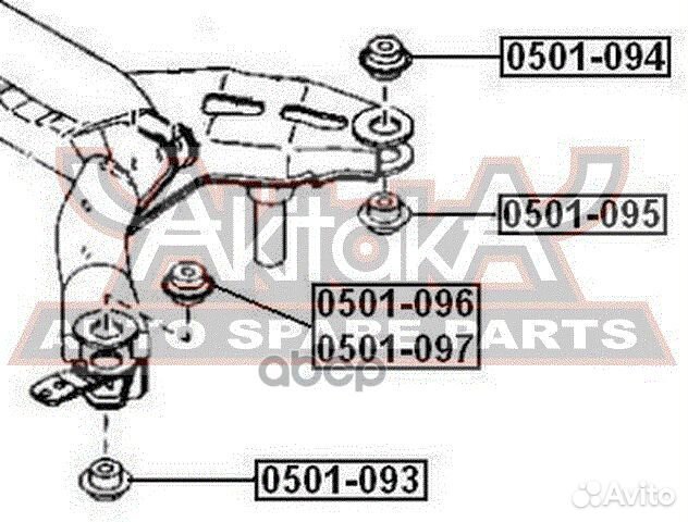 Сайлентблок задней балки 0501-095 asva