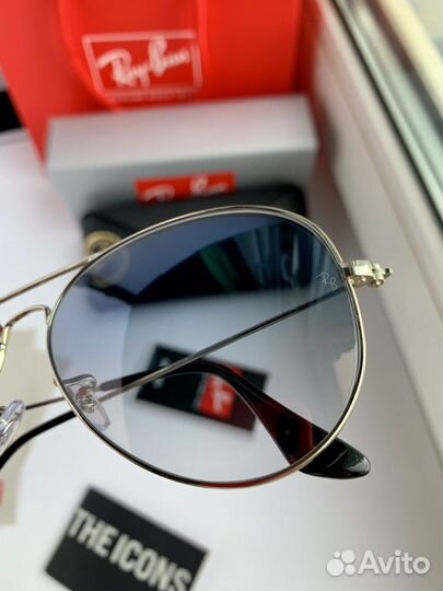 Очки Ray Ban Aviator авиаторы голубые