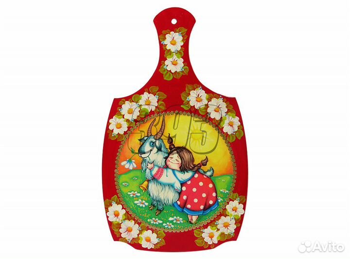 Доска разделочная большая Девочка с козлён (28393)