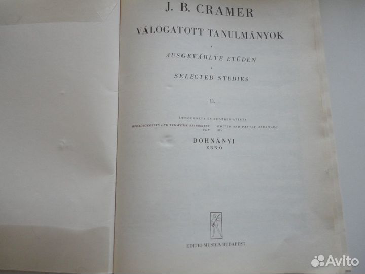Ноты,крамер, этюды, Будапешт